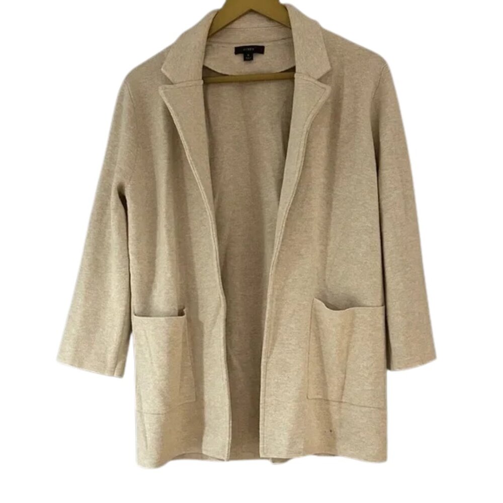 J. Crew Beige Sophie Open Front Sweater Blazer